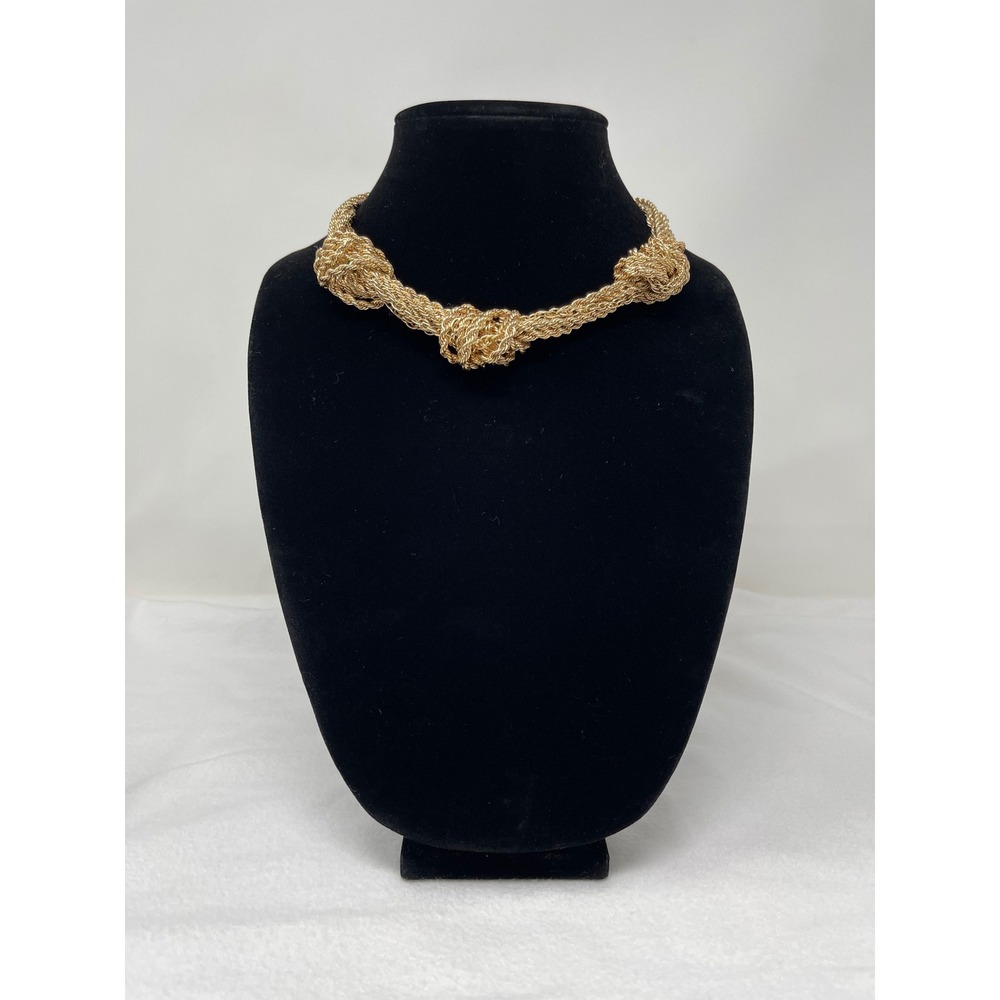 Unbranded Womens Multi-Strand Knot Collar Necklace OS Gold Tone Chunky Statement
